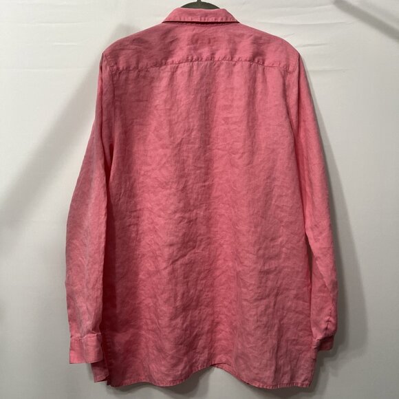 J Jill Love Linen Essential Top XL Solid Pink 100% Linen Button Up Long Sleeve - Picture 3 of 9